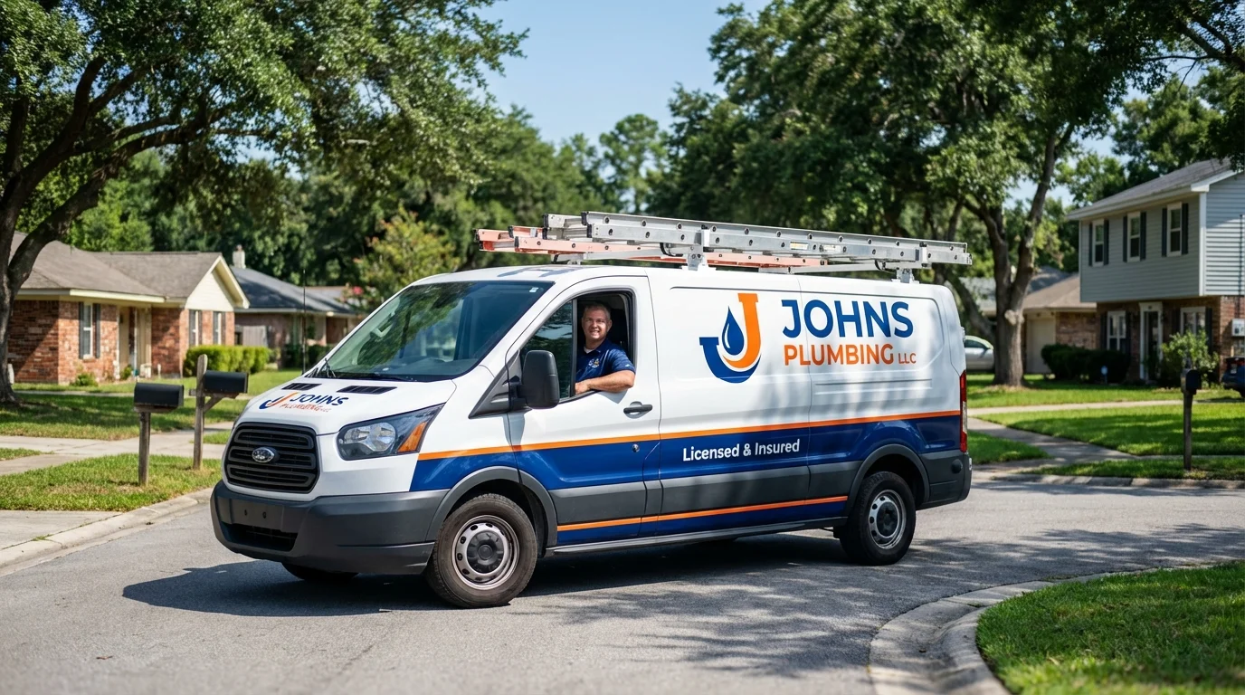 Johns Plumbing LLC service van in Averill Park, NY