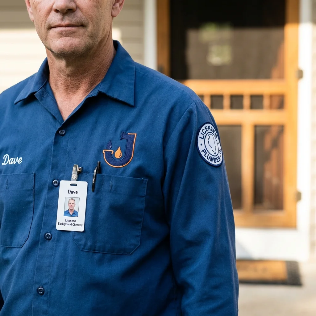 Licensed plumber showing ID badge in Averill Park, NY