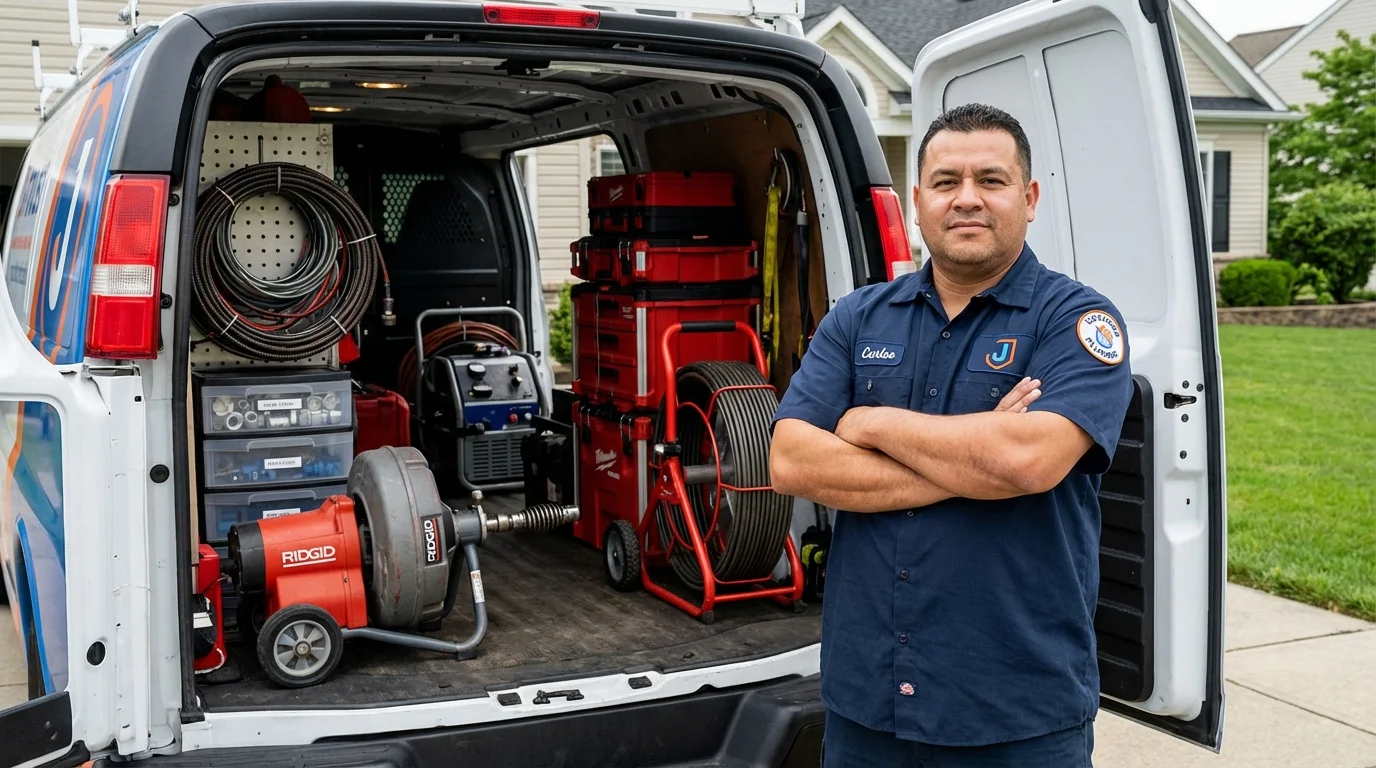 Professional drain cleaning equipment and Johns Plumbing LLC plumber in Averill Park