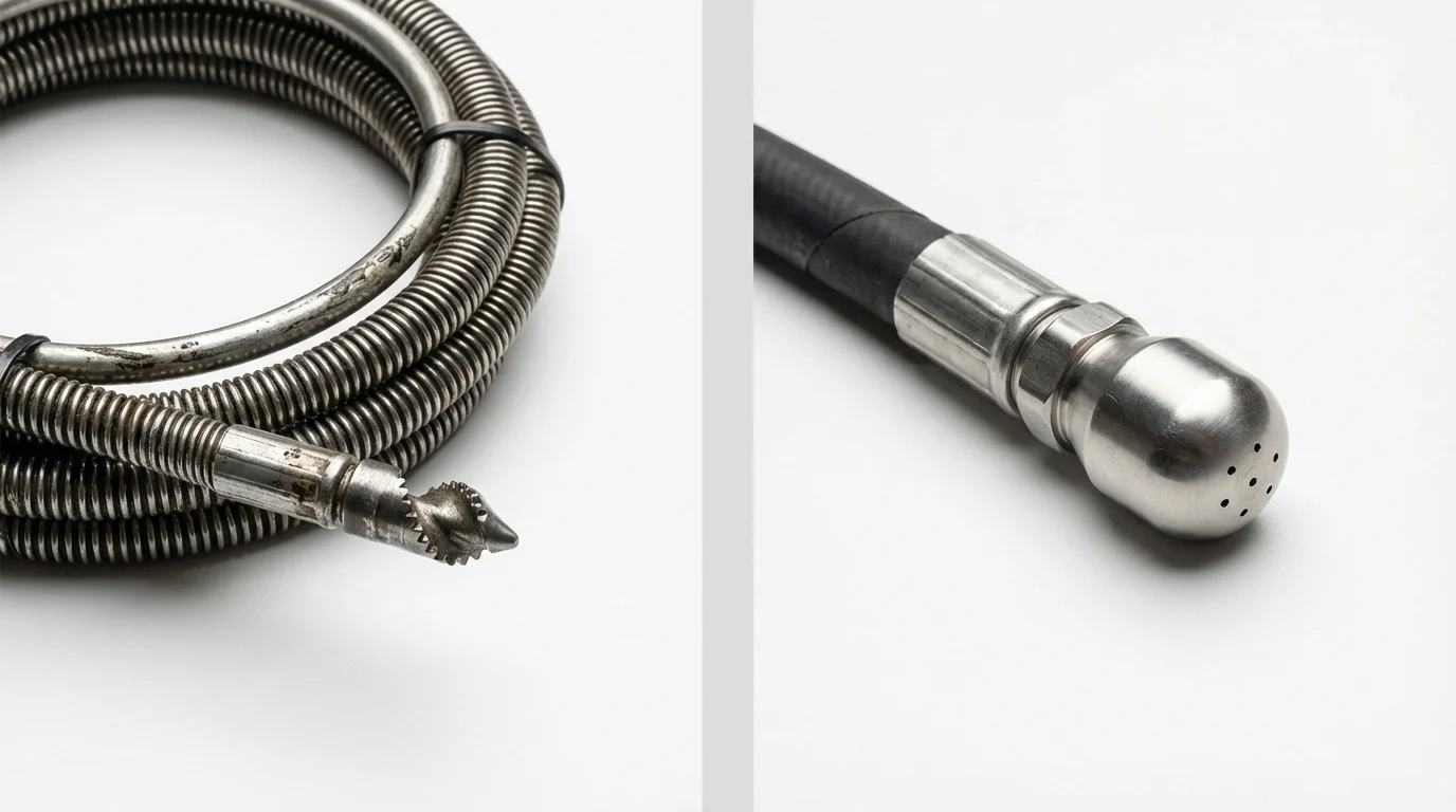 Drain snake cable and hydro jetting nozzle used for drain cleaning in Averill Park, NY