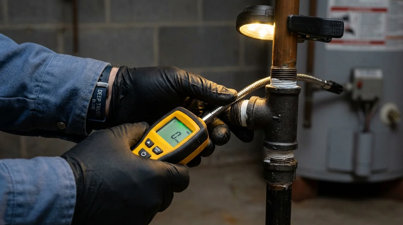 Gas leak detection with electronic sniffer by Johns Plumbing LLC in Averill Park