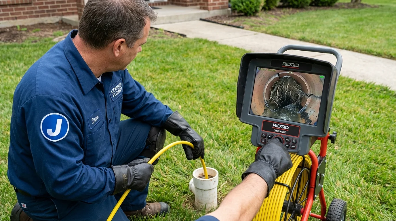 Sewer camera inspection being performed by Johns Plumbing LLC in Averill Park